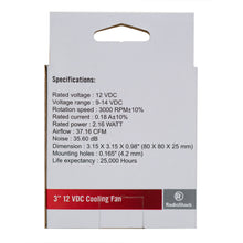 Load image into Gallery viewer, 3-Inch 12VDC Brushless Fan