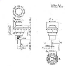 Load image into Gallery viewer, 250VAC 2P SPST OFF-(ON) Push Button Switch, 1.5A
