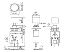 Load image into Gallery viewer, 125VAC SPDT Mini Push Button On/Off Switch, 3A
